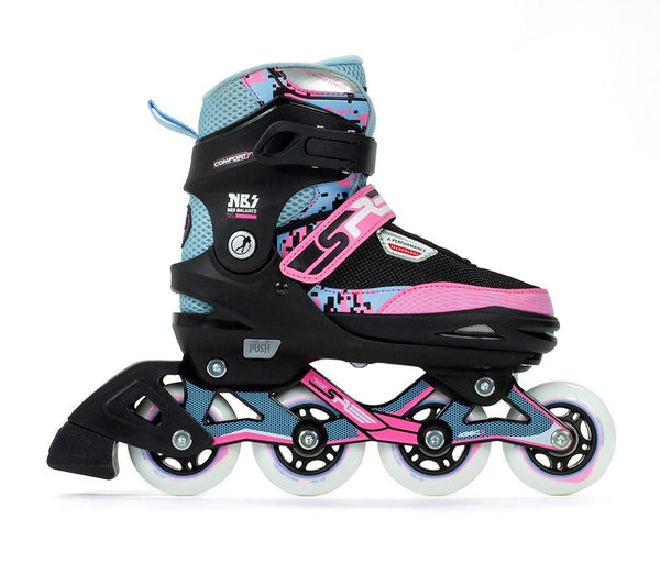SFR Pixel Adjustable Inline Skates - Blue / Pink - Skatewarehouse.co.uk