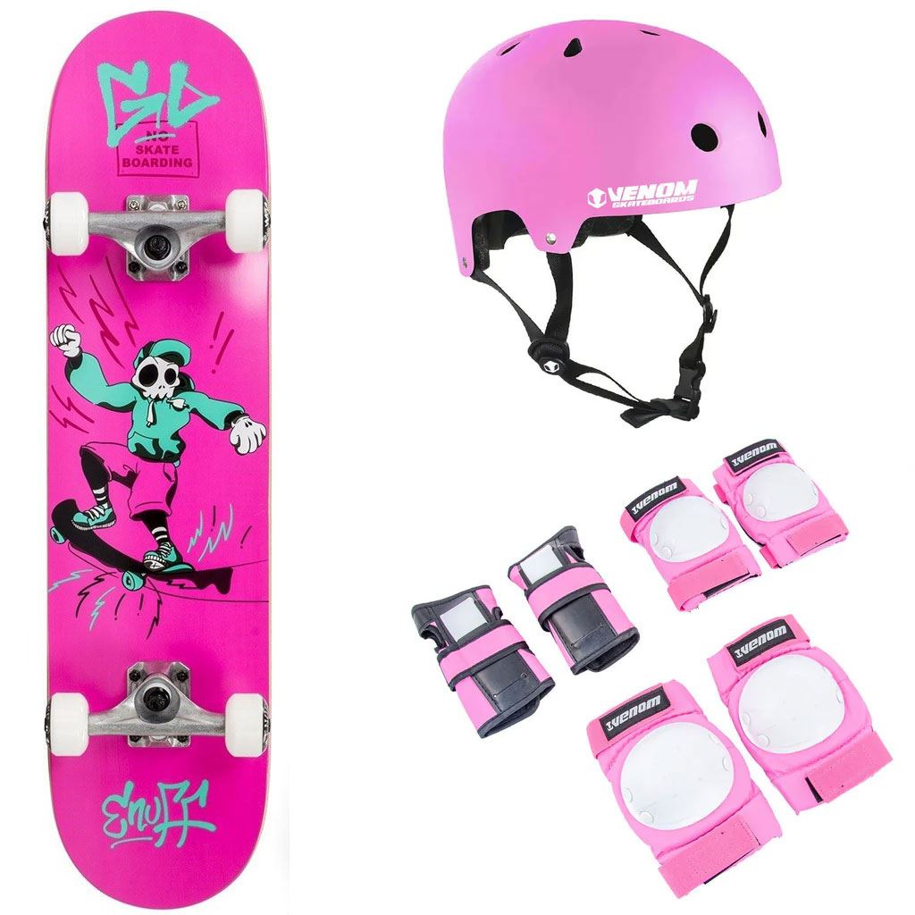 Enuff Skully Pink Complete Skateboard Bundle - 7.25" - Skatewarehouse.co.uk