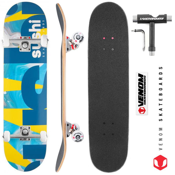 Sushi Spectrum Logo Yellow/Teal Custom Complete Skateboard - 8.0