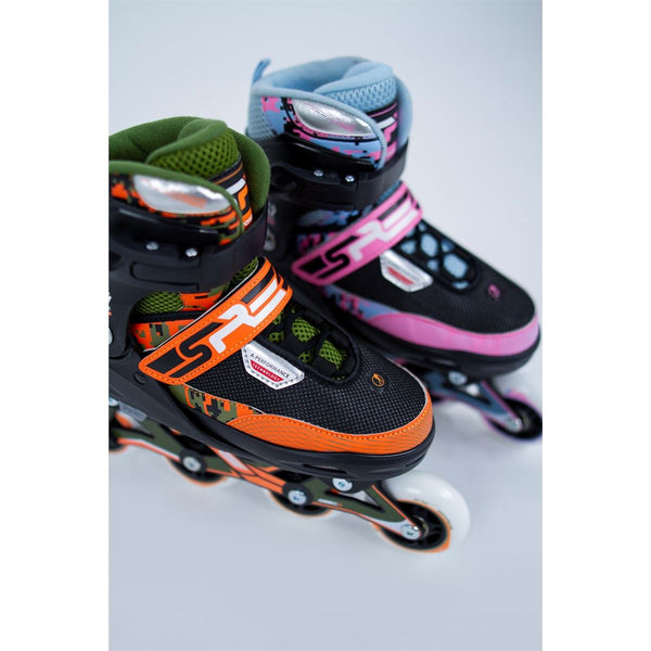 SFR Pixel Adjustable Children's Inline Skates - Green / Orange - Skatewarehouse.co.uk