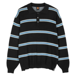 Santa Cruz Knit Crew Donnie Polo - Black Stripe - Skatewarehouse.co.uk