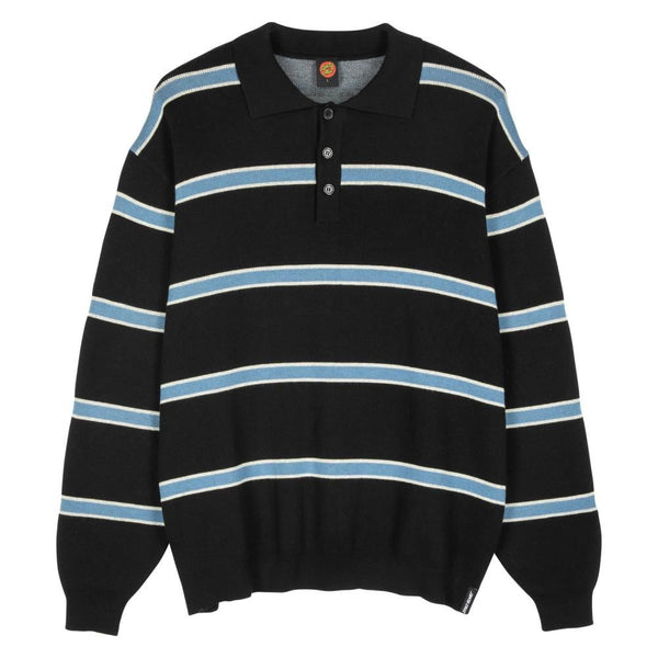 Santa Cruz Knit Crew Donnie Polo - Black Stripe - Skatewarehouse.co.uk