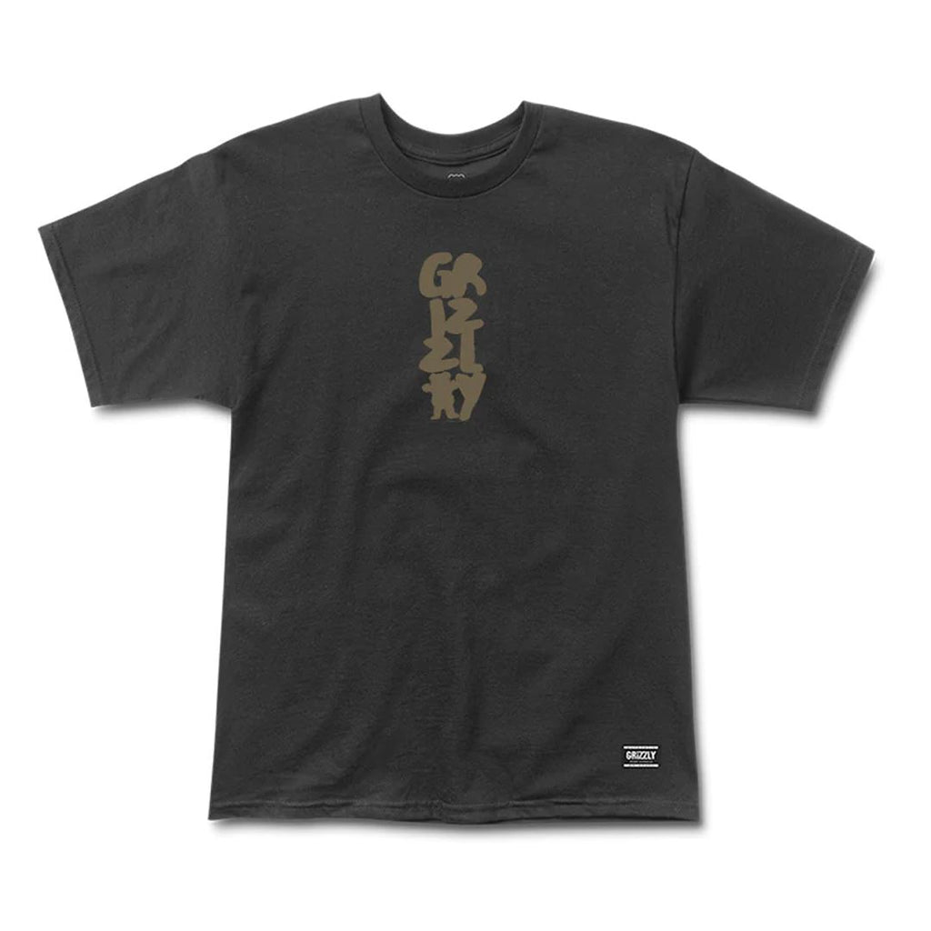 Grizzly Brushwork Tee Black - Skatewarehouse.co.uk