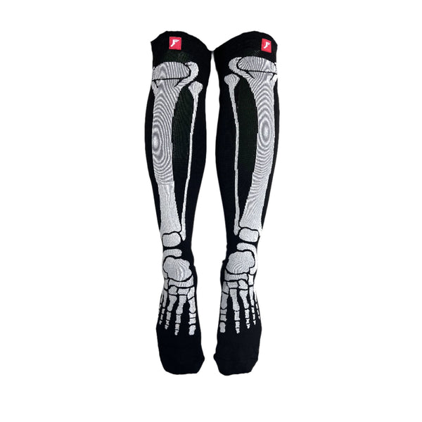 Footprint Knee High Painkiller Fluid X Skeleton Padded Shin Socks - M