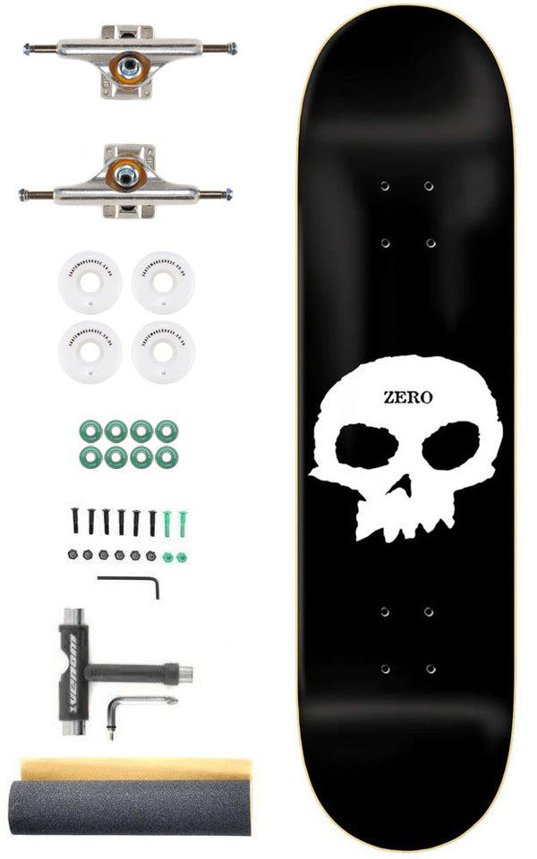 Zero Skateboards Single Skull Blk/Wht Custom Complete Pro Skateboard Kit - 8.0