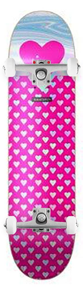 Heart Supply HS Pink Sweathearts Foil Pink x Venom Custom Complete Skateboard - 7.75