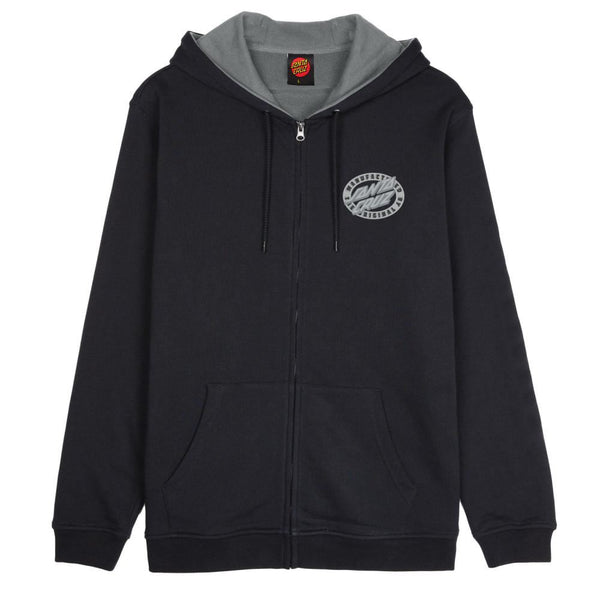 Santa Cruz Zip Hood MFG Oval Dot Chest Zip Hood - Black - Skatewarehouse.co.uk