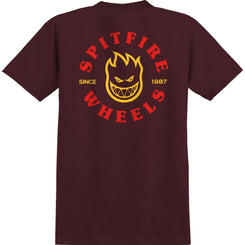 Spitfire T-Shirt Bighead Classic - Maroon / Red / Yellow - Skatewarehouse.co.uk