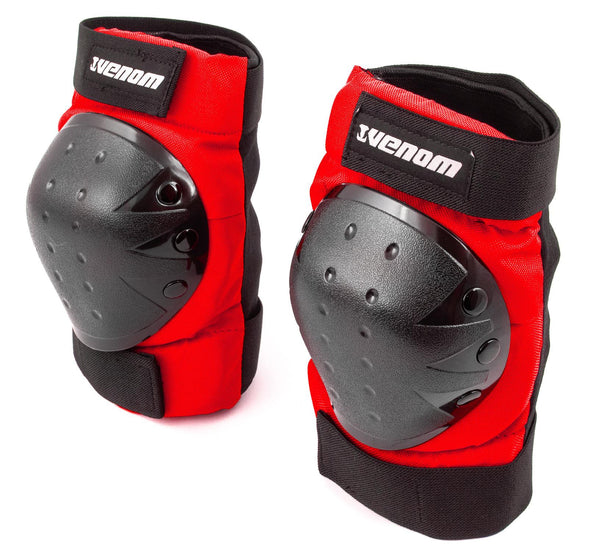 Venom Triple Knee/Elbow/Wrist Pad Set - Red Black - Skatewarehouse.co.uk