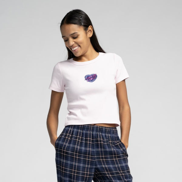 Santa Cruz Womens T-Shirt Heart Wreath Mini Front - Rose Quartz - Skatewarehouse.co.uk