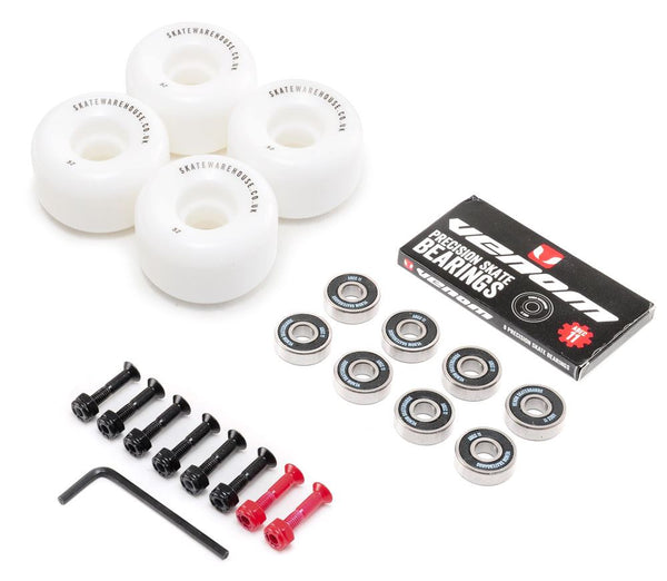 Skatewarehouse Conical Skateboard Wheels & Venom ABEC 11 Bearings Pack + Bolts! - Skatewarehouse.co.uk