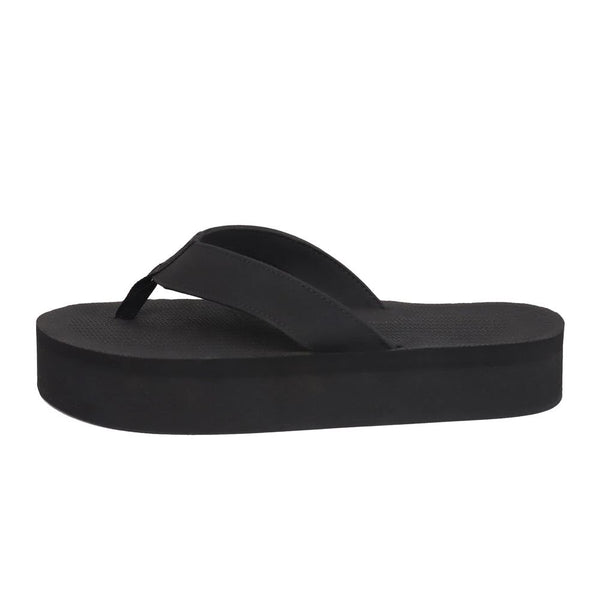 Indosole - Womens Flip Flops - Platform - Black Shoes