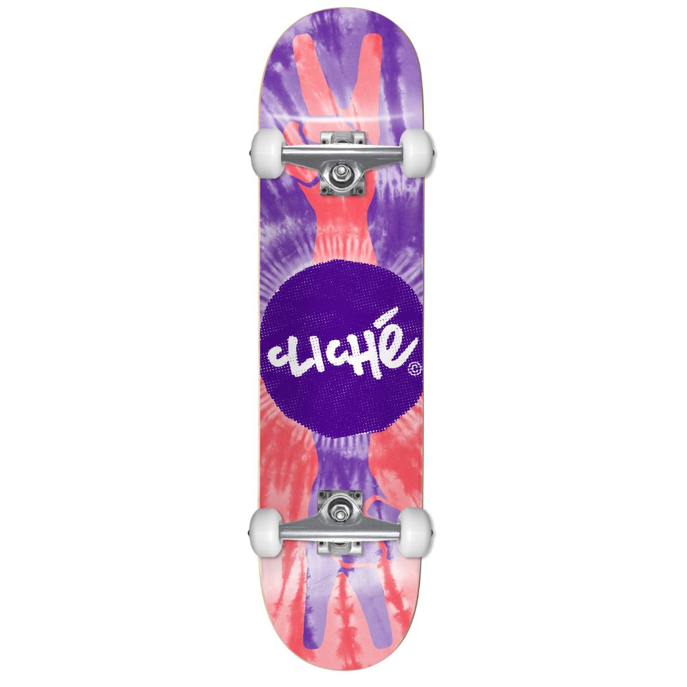 Cliché Peace Purple / Red Complete Skateboard - 8.0"