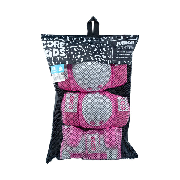 CORE Protection Junior Triple Pad Set (Knee / Elbow / Wrist) + Carry Bag - Pink - Skatewarehouse.co.uk