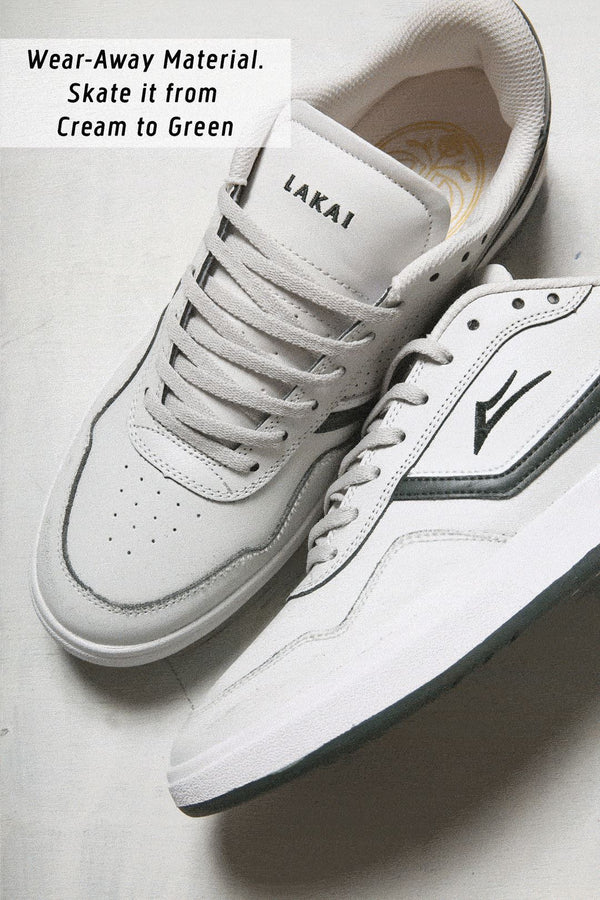 Lakai Terrace Leather Skate Shoes - Cream/Pine - Skatewarehouse.co.uk