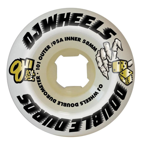 OJ Double Duro Skateboard Wheels Double Duro 101a/95a - White - Skatewarehouse.co.uk