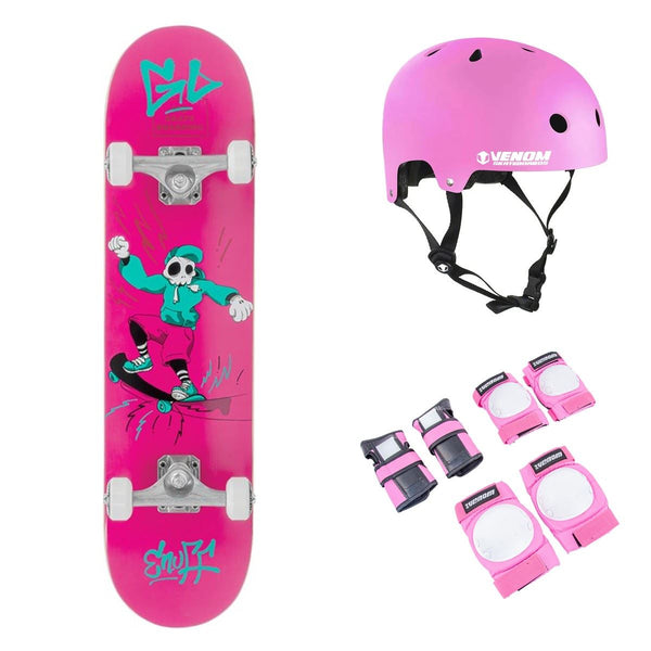 Enuff Skully Pink Complete Skateboard Bundle - 7.75