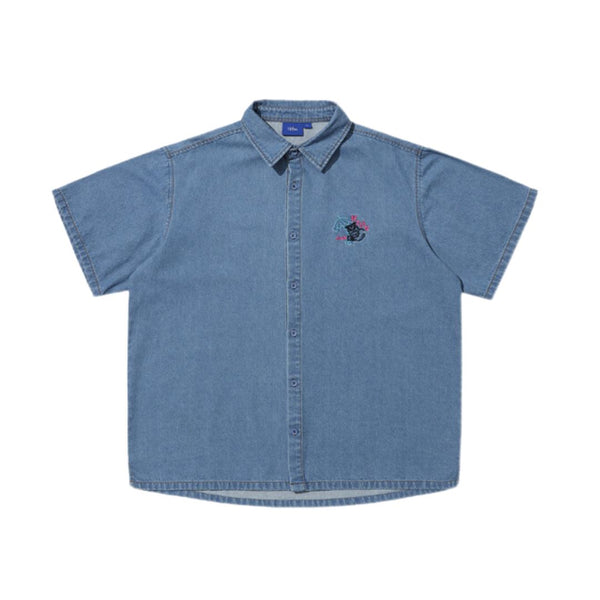 Helas Bad Washed Denim Shirt (Light Blue)