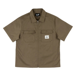 Welcome Skateboards Nephilim Zip-Up Twill Work Shirt (Stone) - S