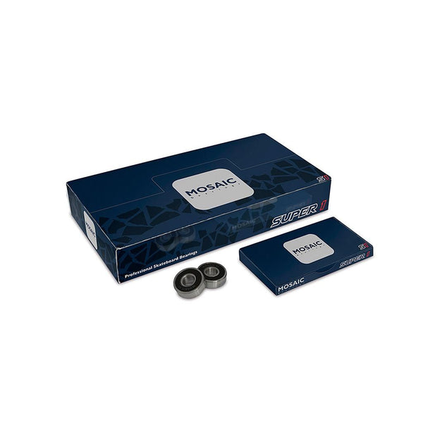 Mosaic Super 1 Abec 7 Silver Black Mosaic Bearings - Skatewarehouse.co.uk