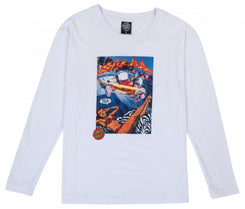 Santa Cruz Womens L/S T-Shirt Hello Steve? L/S T-Shirt - White - Skatewarehouse.co.uk
