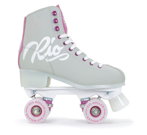 Rio Roller Script Quad Skates - Grey / Purple - Skatewarehouse.co.uk