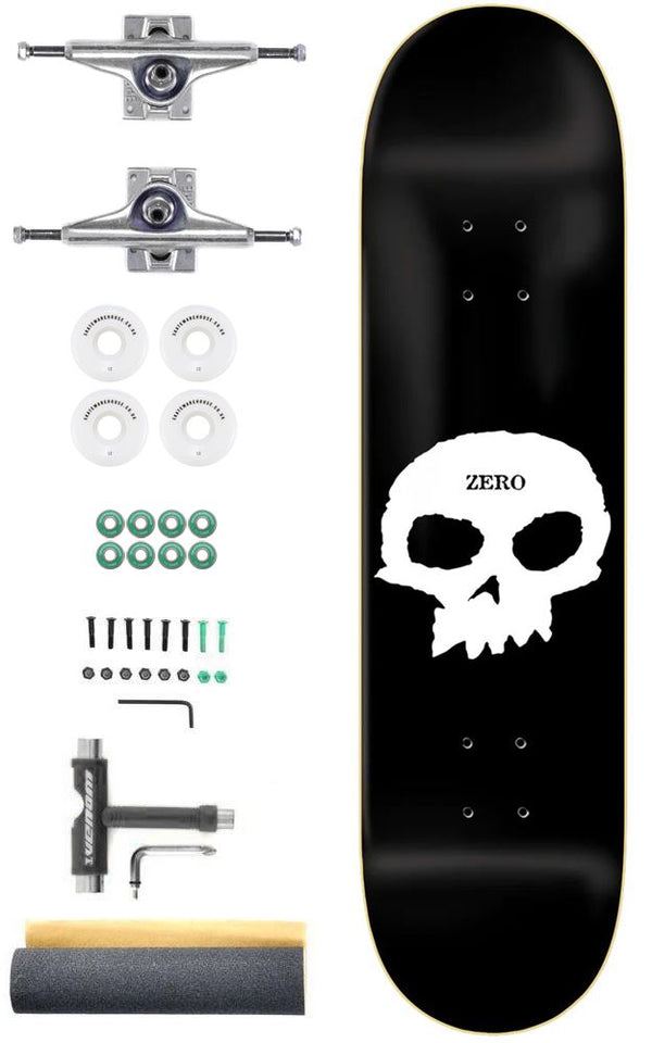 Zero Skateboards Single Skull Blk/Wht Custom Complete Pro Skateboard Kit - 8.0