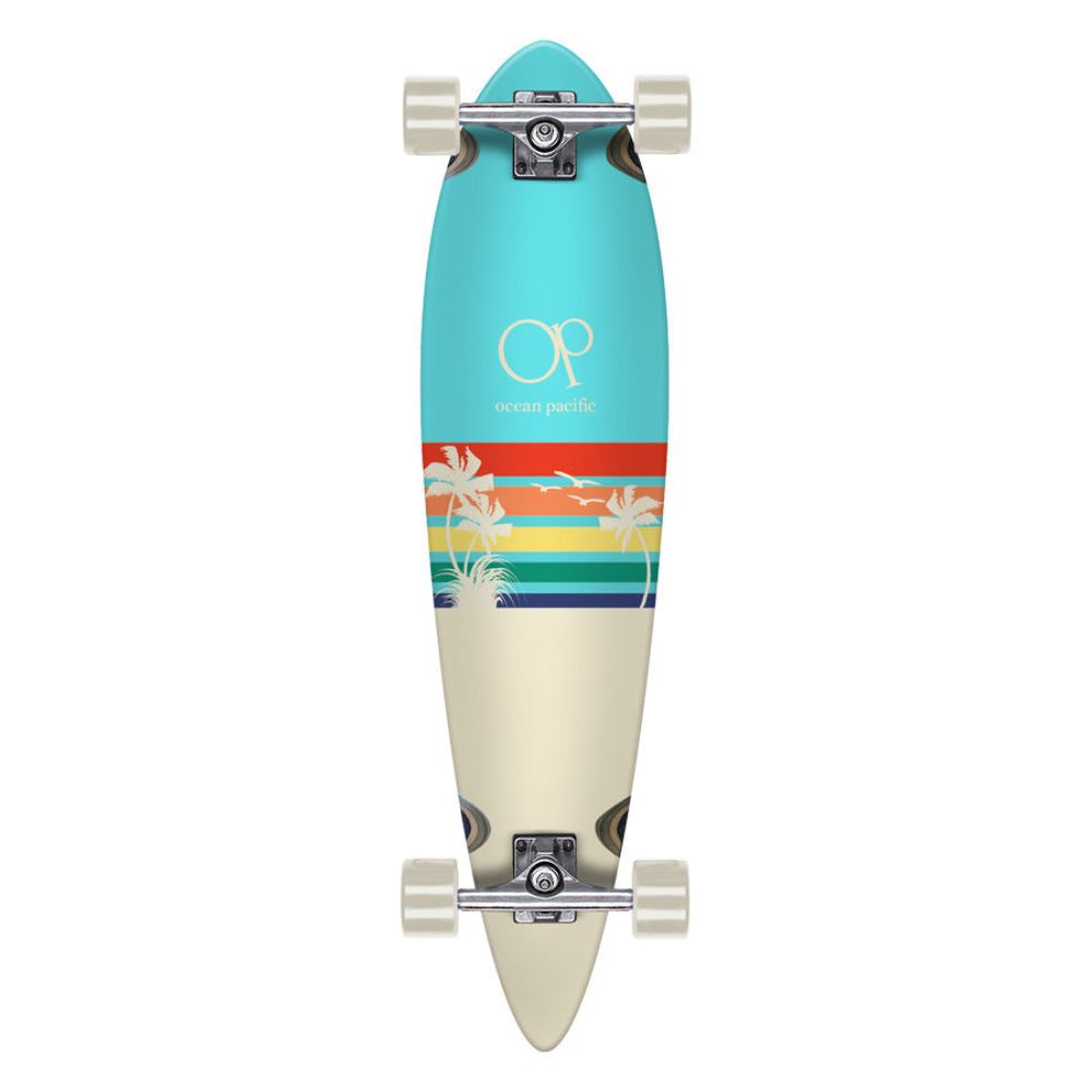 Ocean Pacific Sunset Pintail Off White / Teal 35.8" 8.75" Longboard Complete