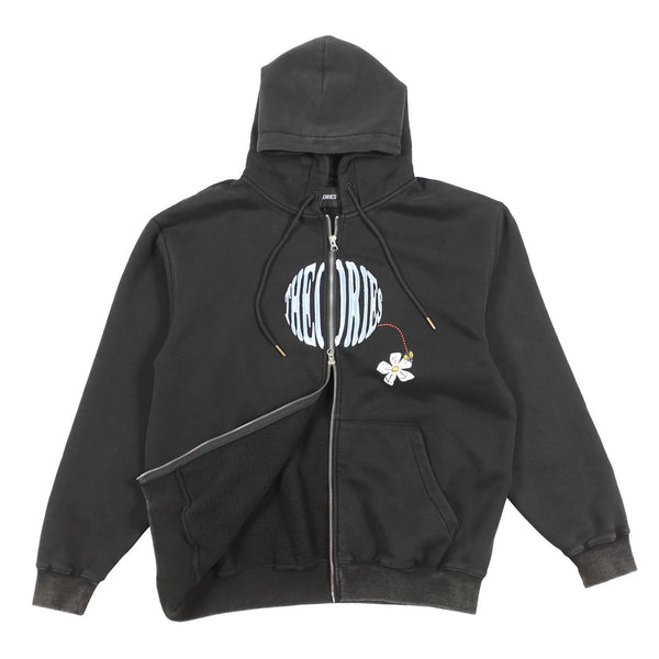 Theories Pollinate Zip-Up Hooded Sweatshirt Black