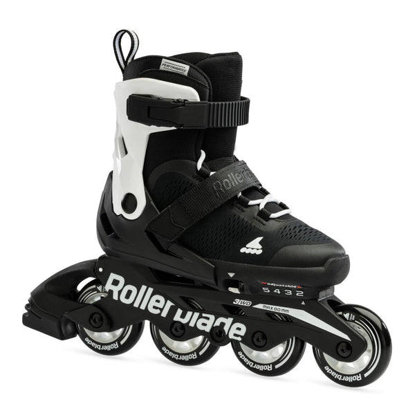 Rollerblade Microblade Blk/Wht Kids Inline Recreational Skate - Skatewarehouse.co.uk