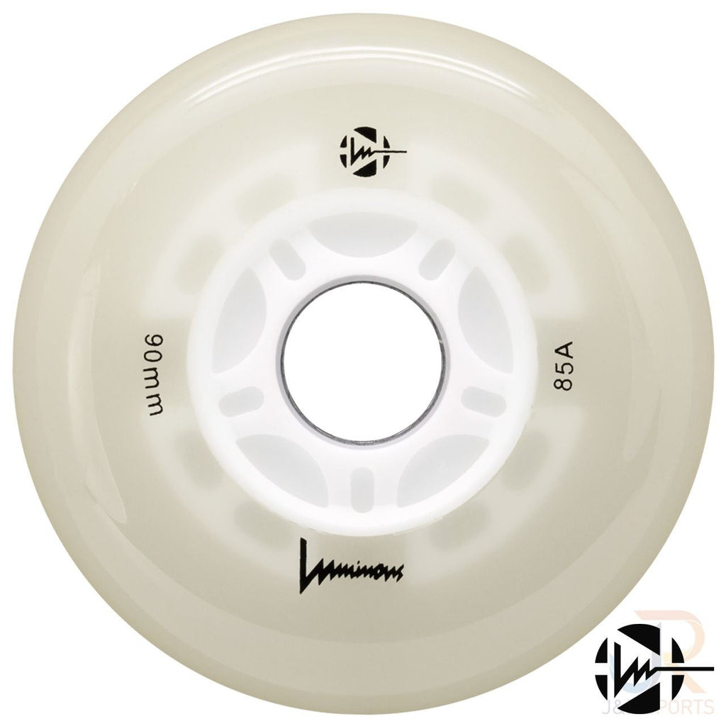 Luminous Led Inline Wheel (Set of 4 Wheels) - White Glow - 90Mm/85A - Skatewarehouse.co.uk