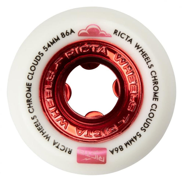 Ricta Skateboard Wheels Chrome Clouds Red 86a - White - Skatewarehouse.co.uk