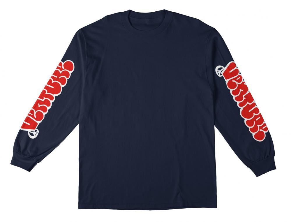 Venture L/S T-Shirt Throw Sleeves - Navy / Red / White - Skatewarehouse.co.uk