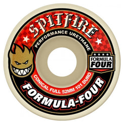 Spitfire Formula Four Skateboard Wheels Conical Full 101 DU - White - Skatewarehouse.co.uk