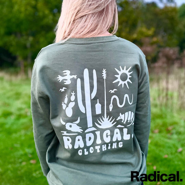 Radical. Desert Unisex Sweatshirt - Autumn Green - Skatewarehouse.co.uk