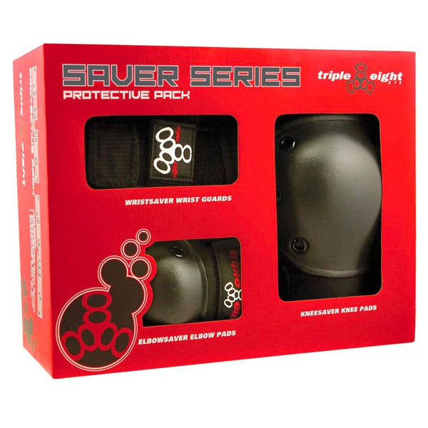 Triple Eight Saver Series Tripple Pad Set - Black - Skatewarehouse.co.uk