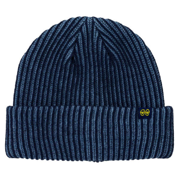 Krooked Eyes Clip Beanie (Navy / Blue / Yellow) - One Size