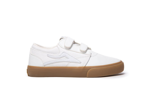 Lakai Griffin Kids Leather Skate Shoes - White / Gum - Skatewarehouse.co.uk