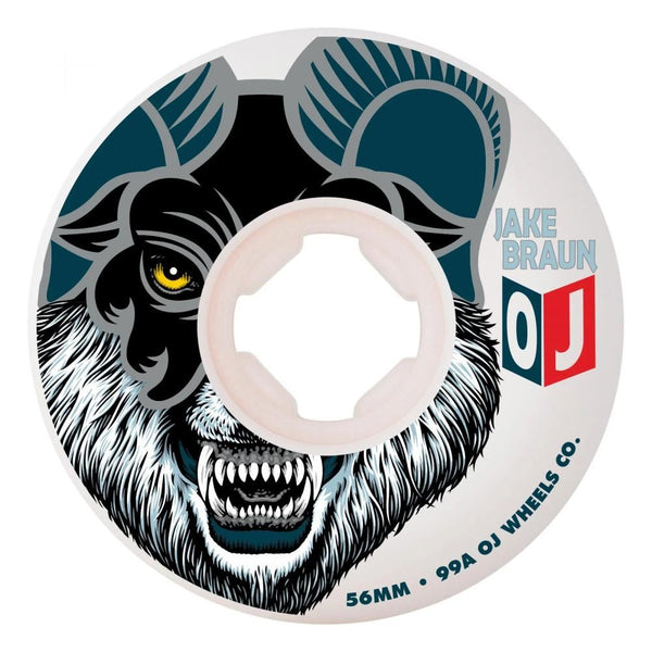 OJ Skateboard Wheels 56mm Jake Braun Wolf Elite - White - Skatewarehouse.co.uk