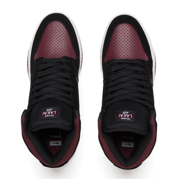 Lakai Telford Skate Shoes - Black / Burgundy - Skatewarehouse.co.uk