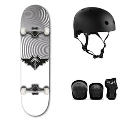 Fracture Wings V4 Grey Complete Skateboard Bundle - SFR Helmet & Pads - 8.25"