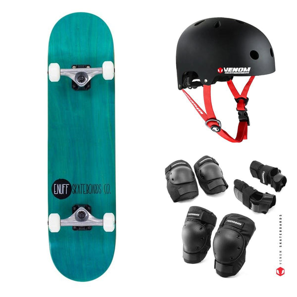 Enuff Logo Stain Teal Complete Skateboard Bundle