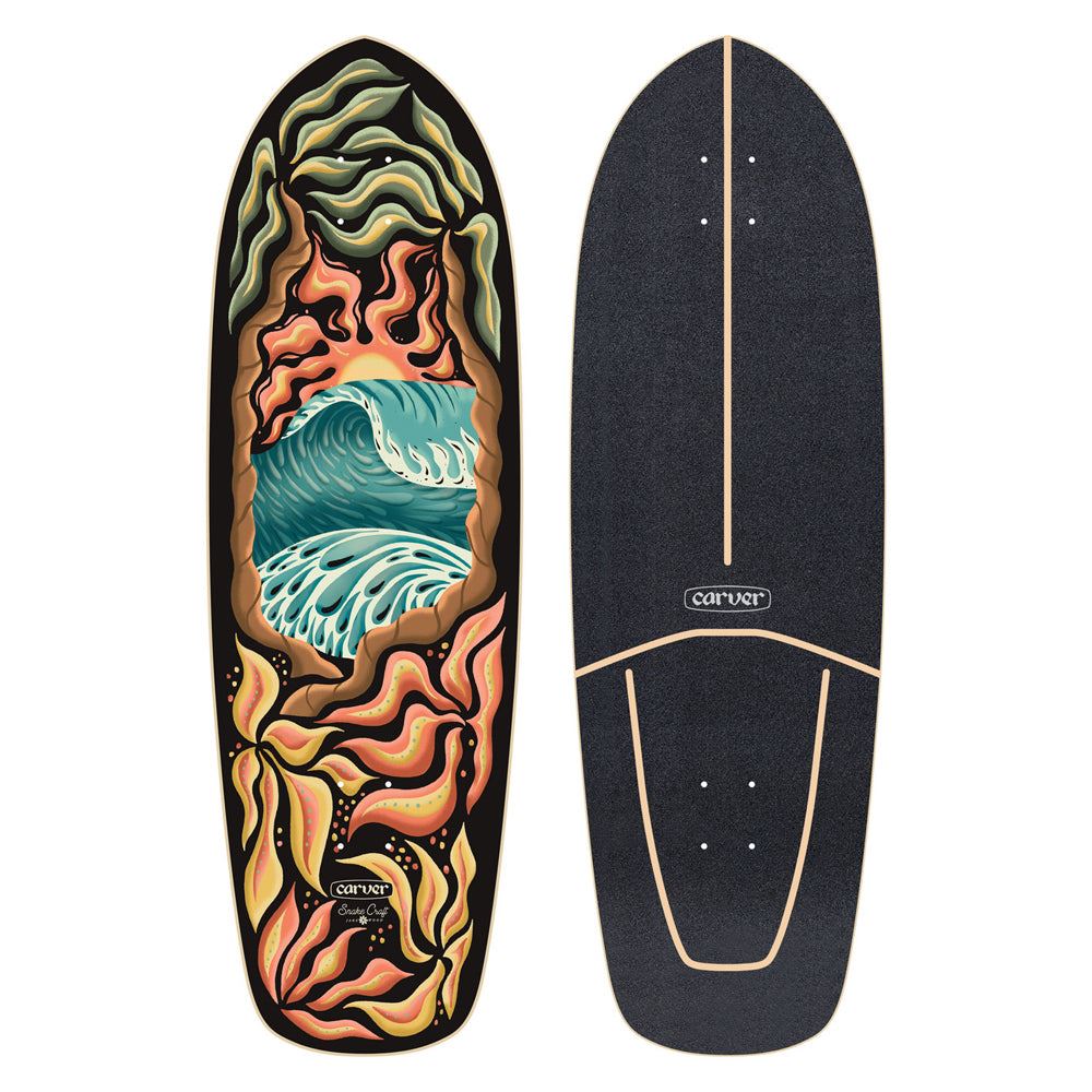 3枚セット ドゥーズィエムクラス　art surf skate Carver Psychedelic Sunset - Surfskate Cruiser Skateboard Deck - 9.875