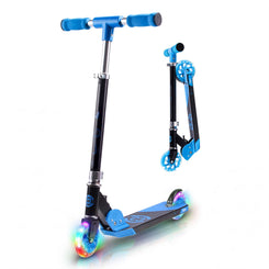CORE Kids Foldy Junior Kick Scooter - Black / Blue (LED Wheel) - One Size
