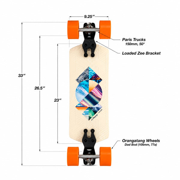 Loaded Boards Fathom Strata - Cruising - Dad Bod Orange Longboard Complete