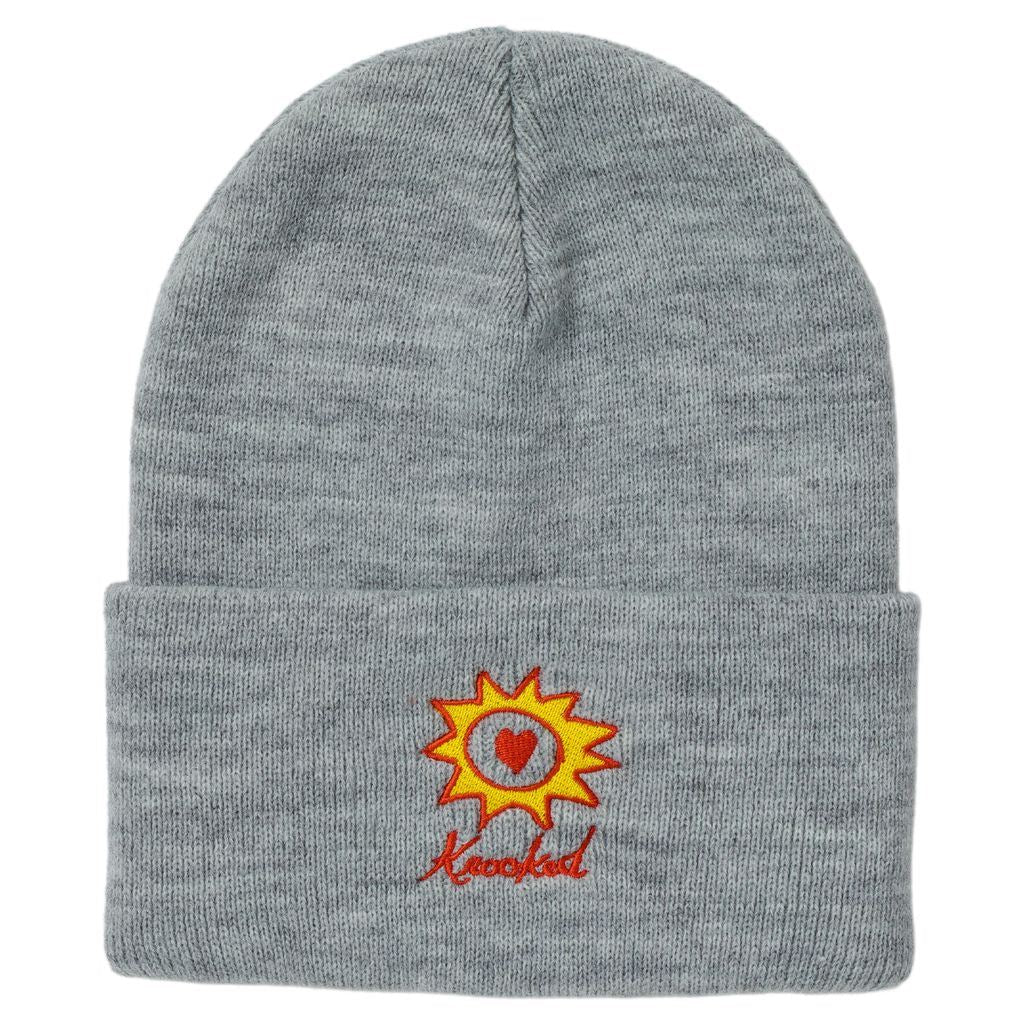 Krooked Sun Heart Beanie (Heather Grey) - One Size