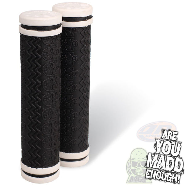 Madd Gear Mgp Headcase Black Grips (Pair) - White - Skatewarehouse.co.uk
