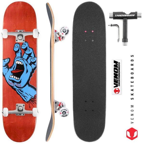 Santa Cruz Screaming Hand Red x Venom Skateboards Core Custom Complete Skateboard - 8.0 - Skatewarehouse.co.uk