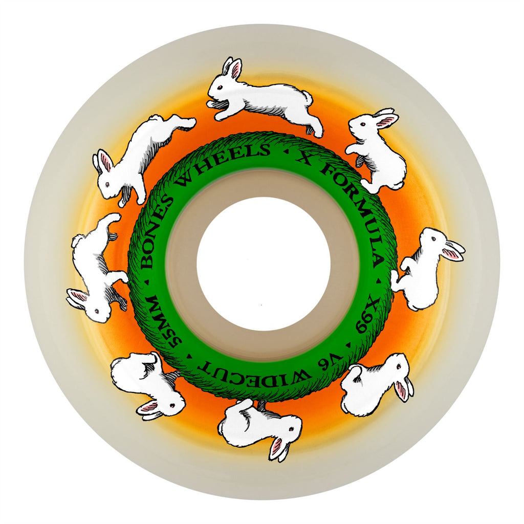 BONES Skateboard Wheels X-Formula 'Runny Bunny' V6 Wide - Cut 99A - Skatewarehouse.co.uk