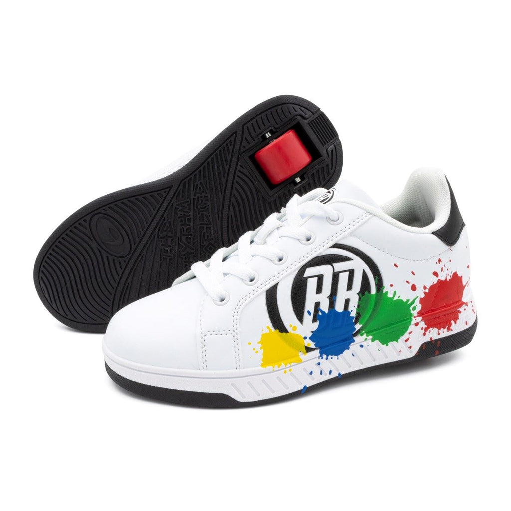 Breezy Rollers Shoes With Wheels - Splatter - White / Black / Multicoloured - Skatewarehouse.co.uk